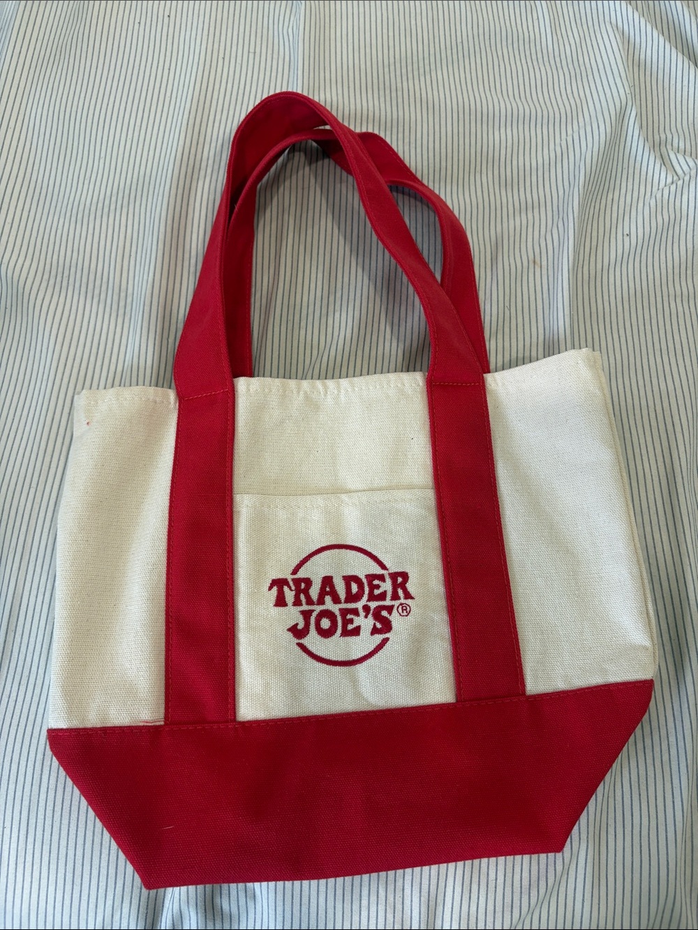 Red & White Canvas Tote Bag